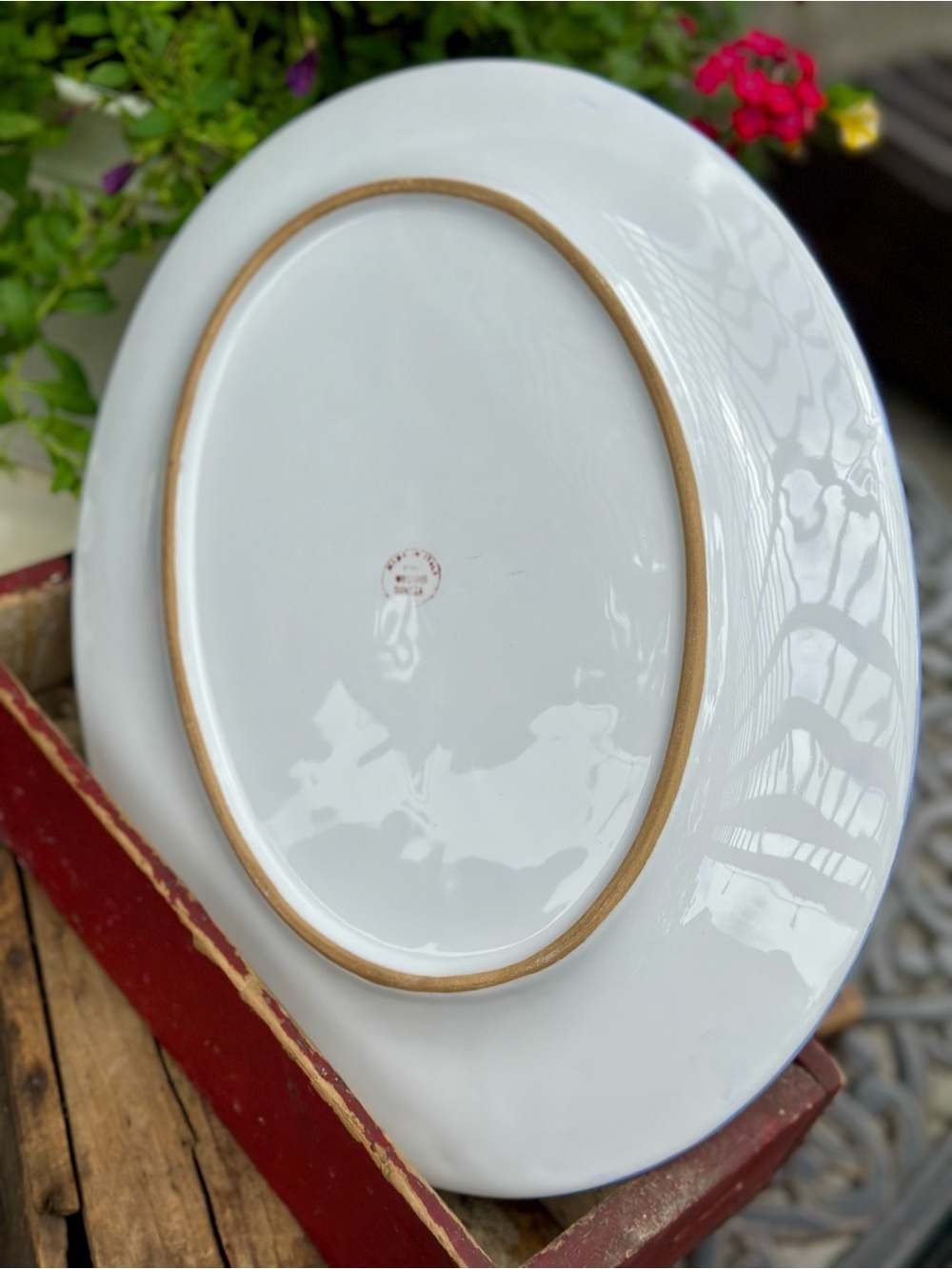 Williams Sonoma Sur La Table Italian Oval Serving Platter Blue Scroll - Picture 4 of 7